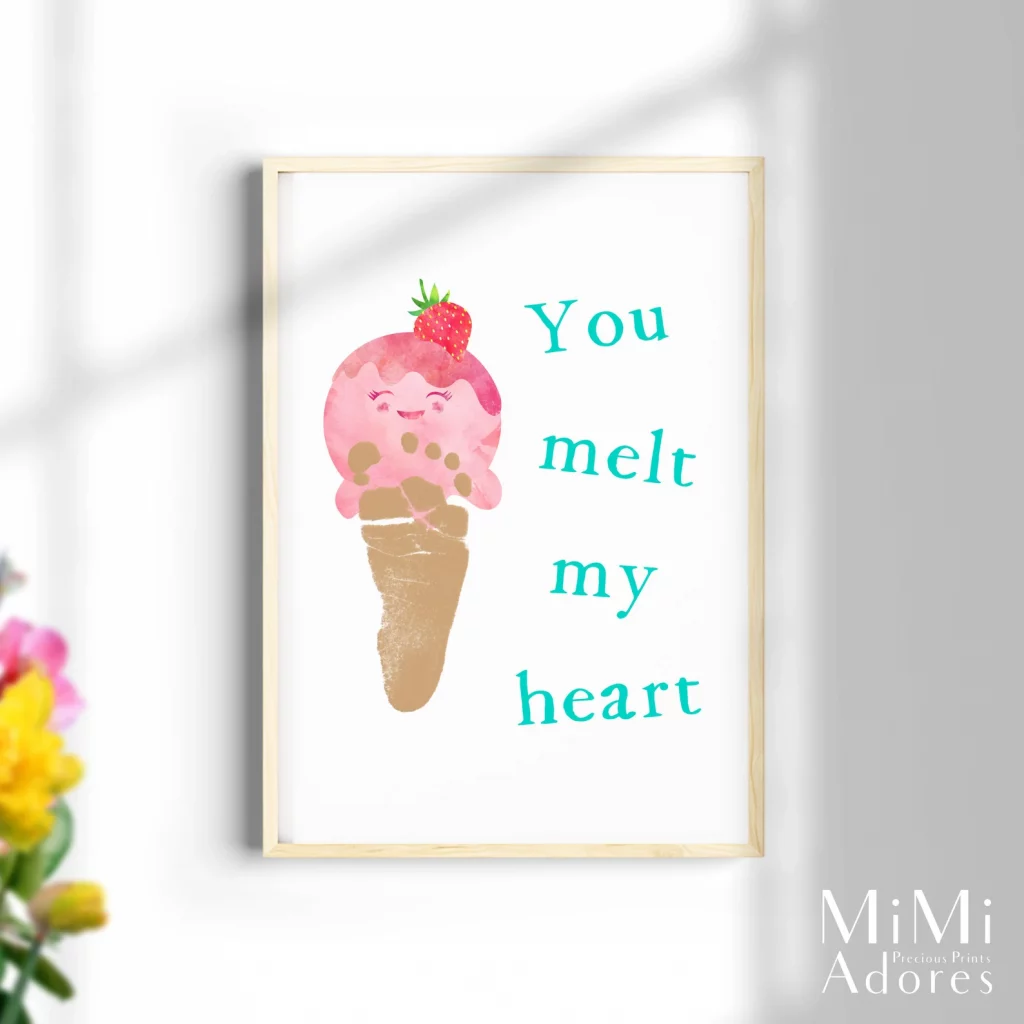 strawberry ice cream keepsake picture on wall