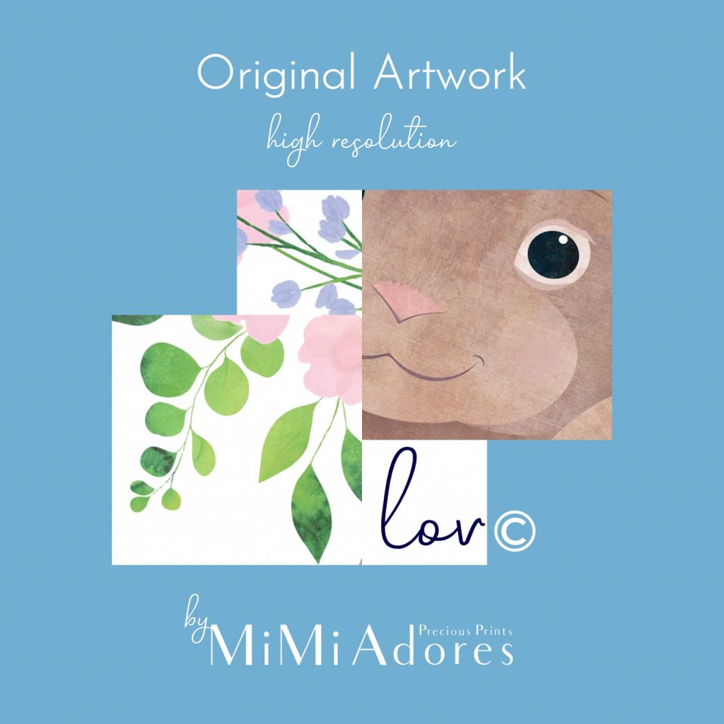closeup of bunny printable artwork