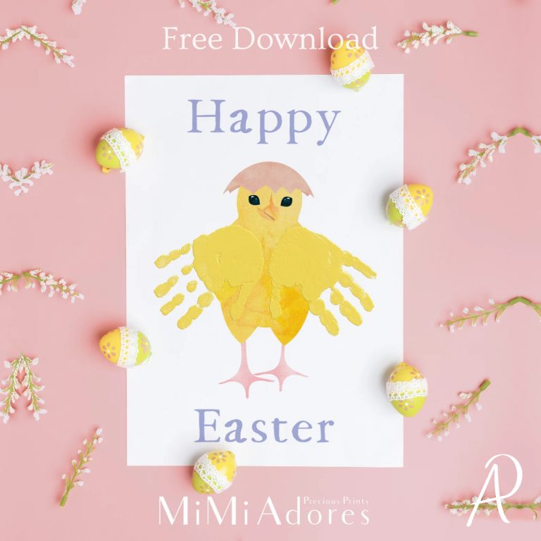 Happy Easter Chick handprint craft printable